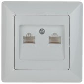 Розетка компьютерная 2xRJ45 ЭРА Intro Solo белый 4-304-01 Б0043389